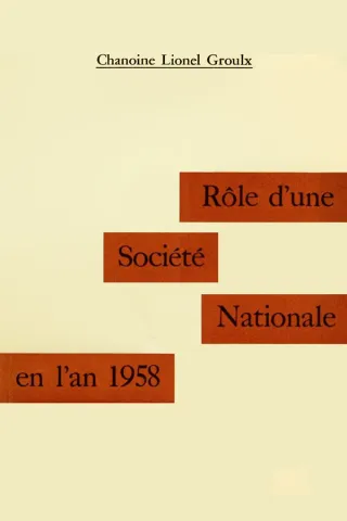 Rôle d’une société nationale en l’an 1958 (page couverture)