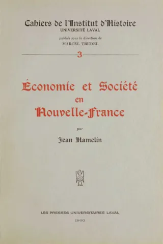 Économie et société en Nouvelle-France (page couverture)